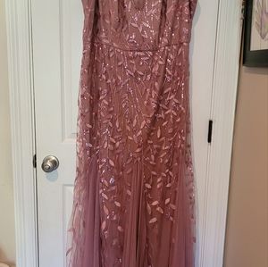 Plus size dusty-rose sequin formal gown